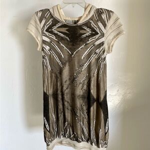 BEATE HEYMANN European STREET COUTURE Matte Metallic MINI DRESS Size 8